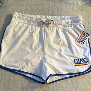 BIKE Men's White Athletic Shorts with Boxer Brief Liner | NWT | Medium
